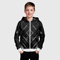 Толстовка на молнии детская Hexagon Black, цвет: 3D-белый — фото 2