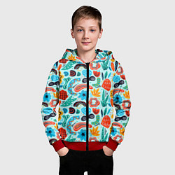 Толстовка на молнии детская Colorful patterns, цвет: 3D-красный — фото 2