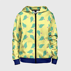 Детская толстовка на молнии Лист и букашка на желтом фоне орнамент