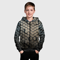 Толстовка на молнии детская Сталь и соты, цвет: 3D-черный — фото 2