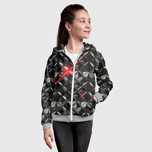Детская толстовка на молнии Металлические плитки / 3D-Меланж – фото 4
