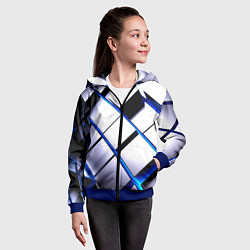 Толстовка на молнии детская Неоновые плиты киберпанк, цвет: 3D-синий — фото 2