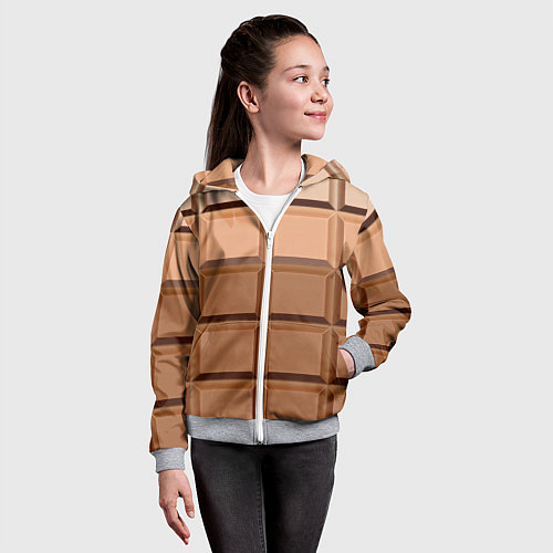 Детская толстовка на молнии Три шоколада - паттерн / 3D-Меланж – фото 4