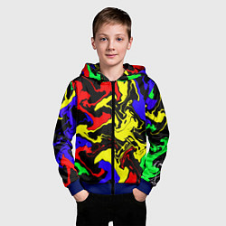 Толстовка на молнии детская Разводы цветных красок, цвет: 3D-синий — фото 2