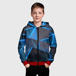 Толстовка на молнии детская Неоновые грани абстракции, цвет: 3D-красный — фото 2
