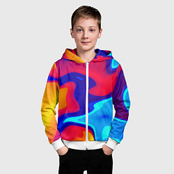 Толстовка на молнии детская Смесь красок ультрафиолет, цвет: 3D-белый — фото 2
