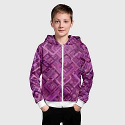 Толстовка на молнии детская Фиолетовые диагонали, цвет: 3D-белый — фото 2
