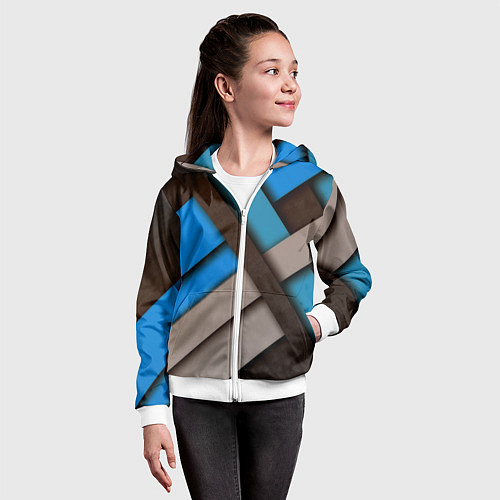 Детская толстовка на молнии Геометрия линии спорт / 3D-Белый – фото 4
