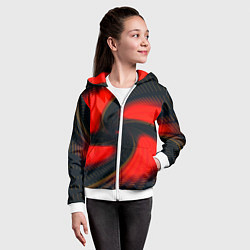 Толстовка на молнии детская Закрученный вихрь - узор красный, цвет: 3D-белый — фото 2