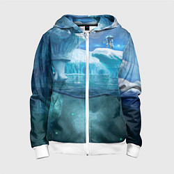 Толстовка на молнии детская Subnautica - КРАБ на леднике, цвет: 3D-белый