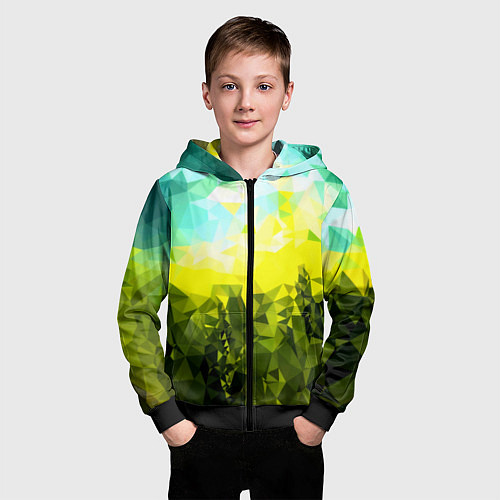 Детская толстовка на молнии Green abstract colors / 3D-Черный – фото 3