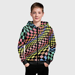 Толстовка на молнии детская Colorful avant-garde chess pattern - fashion, цвет: 3D-черный — фото 2