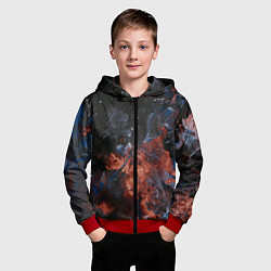 Толстовка на молнии детская Абстрактные брызги тёмных красок и воды, цвет: 3D-красный — фото 2