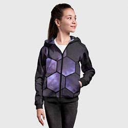 Толстовка на молнии детская Звездные соты, цвет: 3D-черный — фото 2