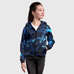 Толстовка на молнии детская Фрактальный узор волны, цвет: 3D-черный — фото 2