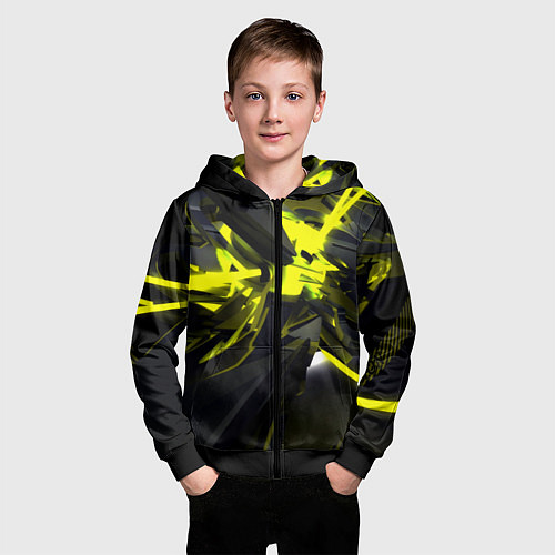 Детская толстовка на молнии Yellow gold abstraction / 3D-Черный – фото 3