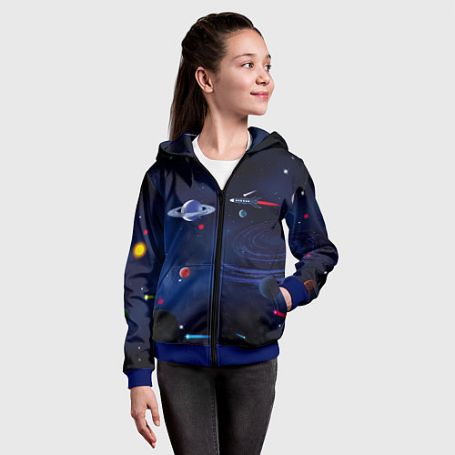 Детская толстовка на молнии Космос, планеты, ракета / 3D-Синий – фото 4