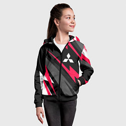 Толстовка на молнии детская Mitsubishi fast lines, цвет: 3D-черный — фото 2