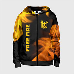 Толстовка на молнии детская Free Fire - gold gradient: надпись, символ, цвет: 3D-черный