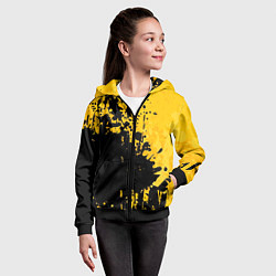 Толстовка на молнии детская Пятна черной краски на желтом фоне, цвет: 3D-черный — фото 2