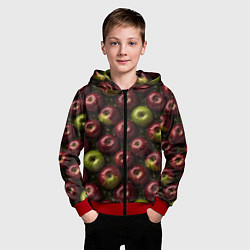 Толстовка на молнии детская Сочная текстура из яблок, цвет: 3D-красный — фото 2