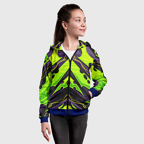 Детская толстовка на молнии Ядовитый экстримальный узор / 3D-Синий – фото 4