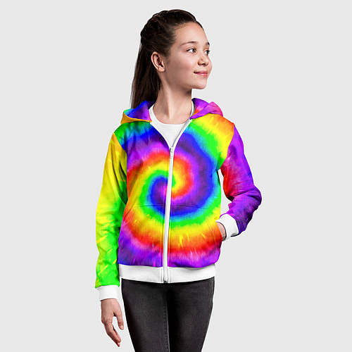Детская толстовка на молнии Тай-дай / 3D-Белый – фото 4