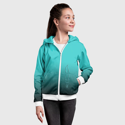 Детская толстовка на молнии Силуэт лисы на градиентном фоне / 3D-Белый – фото 4