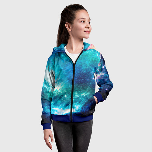 Детская толстовка на молнии Звёздная Вселенная / 3D-Синий – фото 4