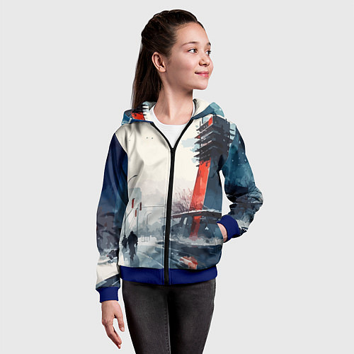 Детская толстовка на молнии Наш город - коллекция Бело-сине-красный - Хуф и Ся / 3D-Синий – фото 4