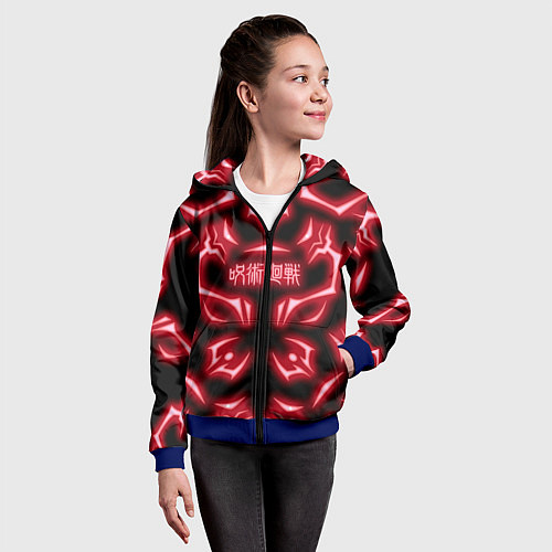 Детская толстовка на молнии Магическая битва светящиеся Знаки Сукуны / 3D-Синий – фото 4