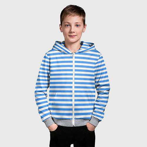 Детская толстовка на молнии Тельняшка васильковая ВДВ / 3D-Меланж – фото 3