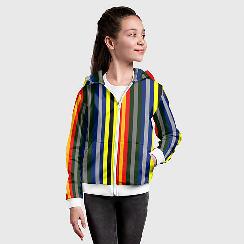 Детская толстовка на молнии Полосы школа чародейства и волшебства / 3D-Белый – фото 4