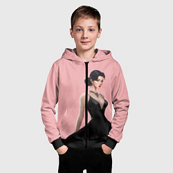 Толстовка на молнии детская Girl in black dress - pink, цвет: 3D-черный — фото 2