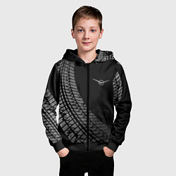 Толстовка на молнии детская UAZ tire tracks, цвет: 3D-черный — фото 2