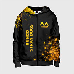 Толстовка на молнии детская Bungo Stray Dogs - gold gradient: надпись, символ, цвет: 3D-черный