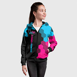 Толстовка на молнии детская Counter-Strike 2 - neon gradient: по-вертикали, цвет: 3D-черный — фото 2