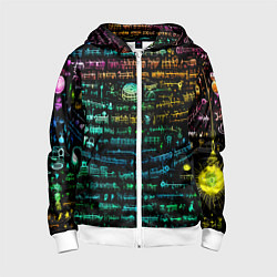Толстовка на молнии детская Символы психоделика - нейронная сеть, цвет: 3D-белый