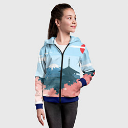 Толстовка на молнии детская Вид на Фудзияму - Япония, цвет: 3D-синий — фото 2