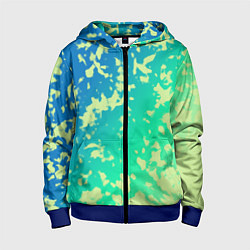 Детская толстовка на молнии Градиент сине-зеленый пятна