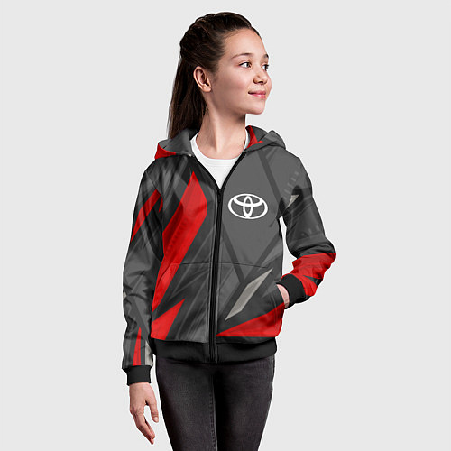 Детская толстовка на молнии Toyota sports racing / 3D-Черный – фото 4