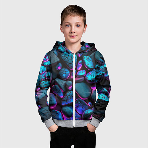 Детская толстовка на молнии Неоновые камни / 3D-Меланж – фото 3