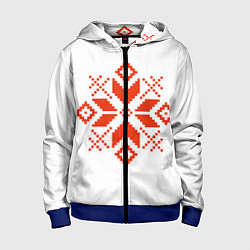 Толстовка на молнии детская Удмуртский узор, цвет: 3D-синий