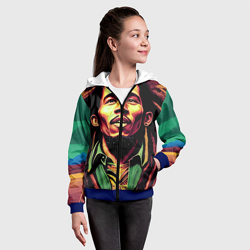 Детская толстовка на молнии Digital Art Bob Marley in the field / 3D-Синий – фото 4