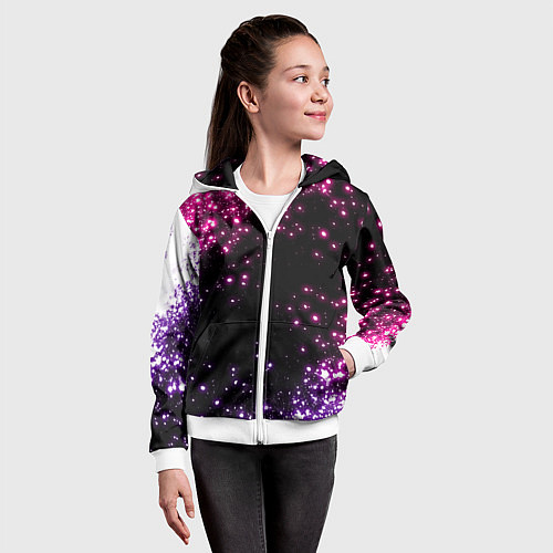 Детская толстовка на молнии Неоновые звезды - neon / 3D-Белый – фото 4