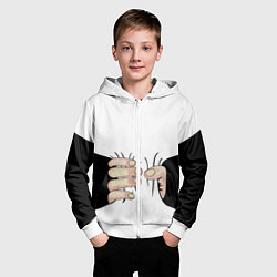 Толстовка на молнии детская Рука сжимает талию, цвет: 3D-белый — фото 2
