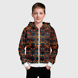 Толстовка на молнии детская Оранжевые неоновые объекты, цвет: 3D-белый — фото 2