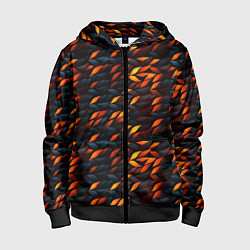 Толстовка на молнии детская Black orange texture, цвет: 3D-черный