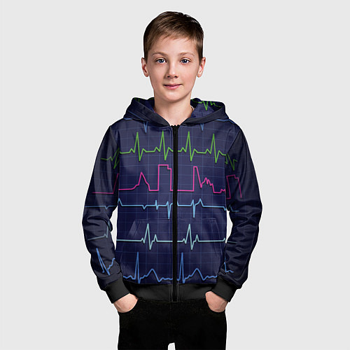 Детская толстовка на молнии Color pulse / 3D-Черный – фото 3