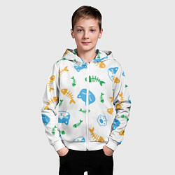 Толстовка на молнии детская Сытые котики, цвет: 3D-белый — фото 2